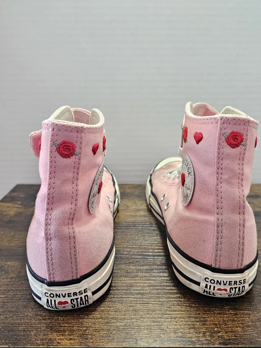 Converse Pink High-Top Sneakers with Heart Accents